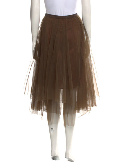 Mesh Accents Midi Length Skirt