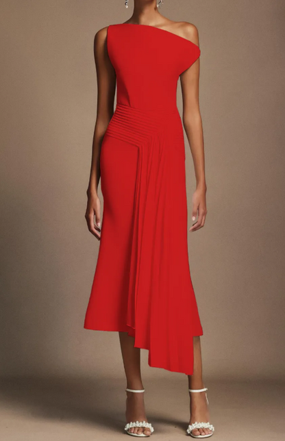 Demure Irregular Occasion Midi Dress