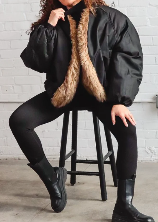 Fab Black Faux Fur Bomber Jacket
