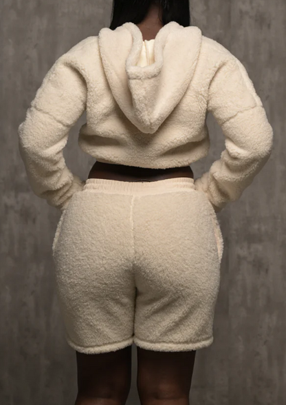 Warm Hoodie Shorts 2pc Set