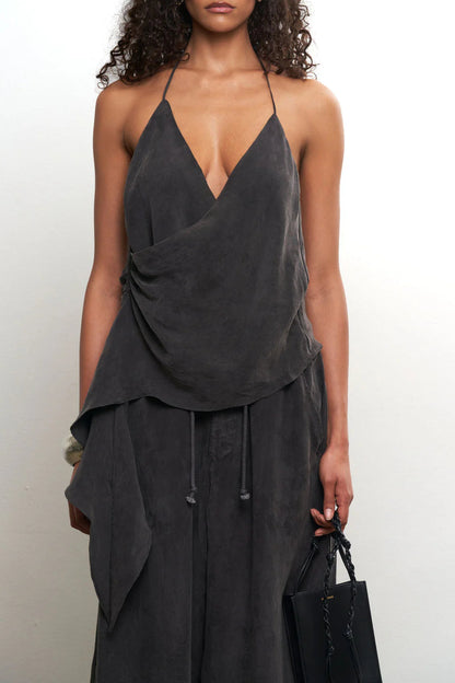Cupro Draped Set -Top & Wide Leg Pant