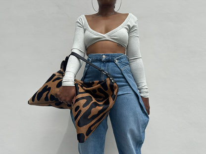 Wide-Leg Cuffed Jeans with Fold-Over Buttoned Waist