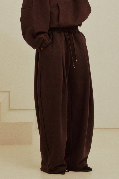 Brown Loose Hooded Sportswear