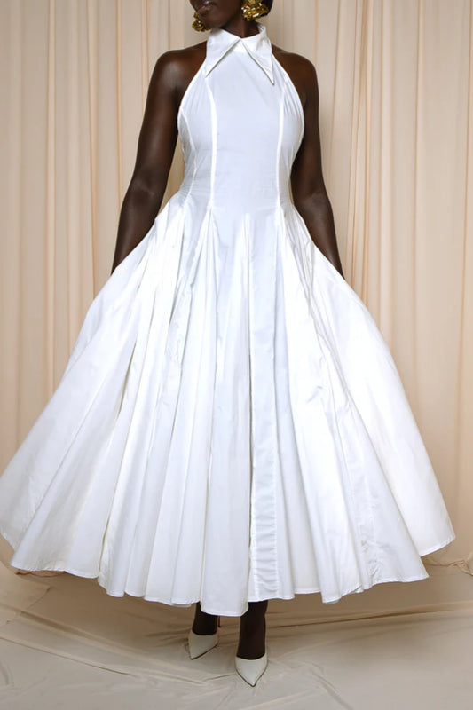Backless Midi Dress In White