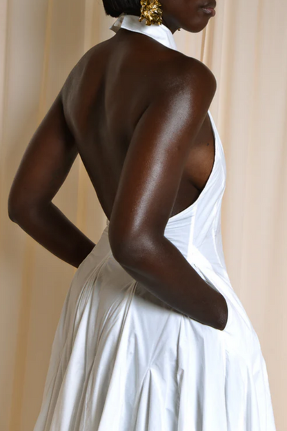 Backless Midi Dress In White