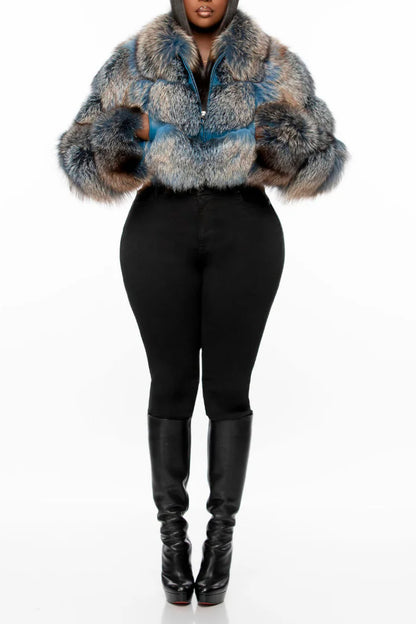 Cropped Faux Fur Jacket