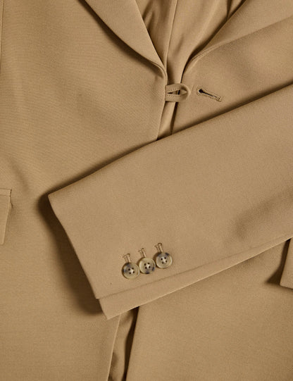 Twill Tailored Cinched Waist Blazer