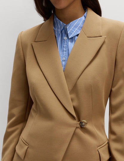 Twill Tailored Cinched Waist Blazer