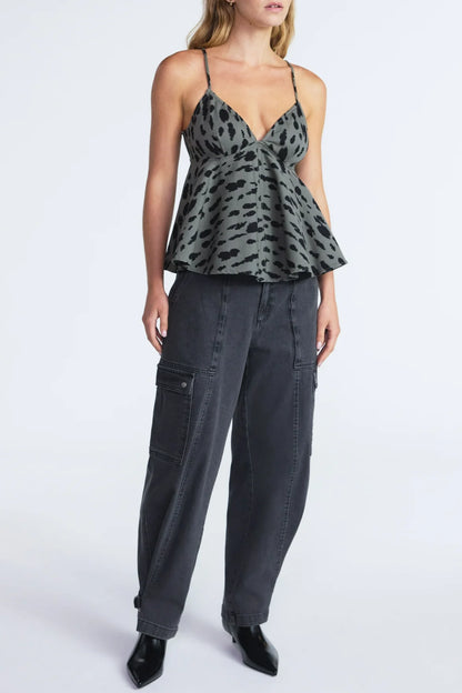 Denim Peplum Top