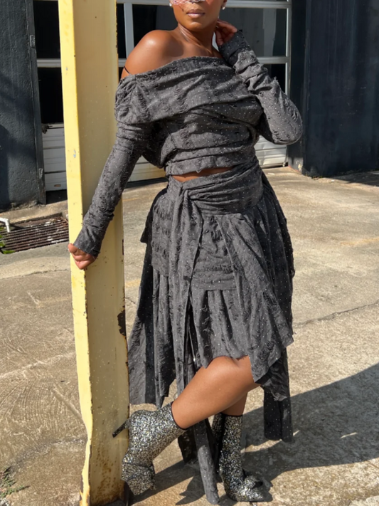 Dipper Distressed Skirt Set