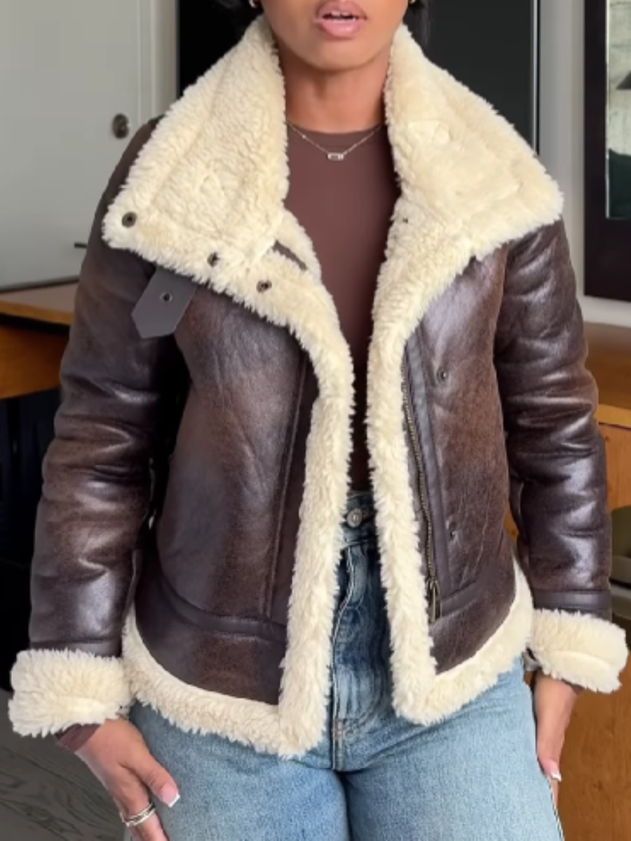 Leather And Velvet Coat