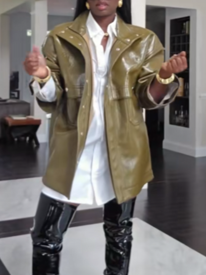 Patent Leather Cool Loose Leather Coat