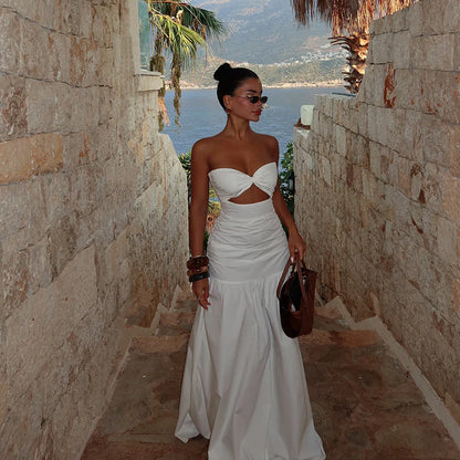 Fitted Bust With Waist Cutout Maxi Dress