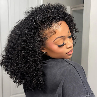 [HALF WIG] Coily Curly Half Wig Seamless Kinky Curly Flip Over Wig Beginner Friendly