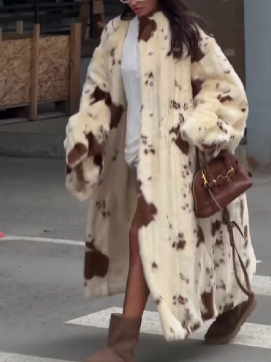 Printed Faux Fur Coat