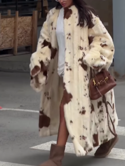 Printed Faux Fur Coat