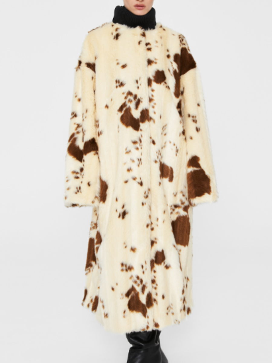 Printed Faux Fur Coat