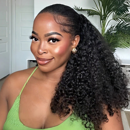 [HALF WIG] Coily Curly Half Wig Seamless Kinky Curly Flip Over Wig Beginner Friendly